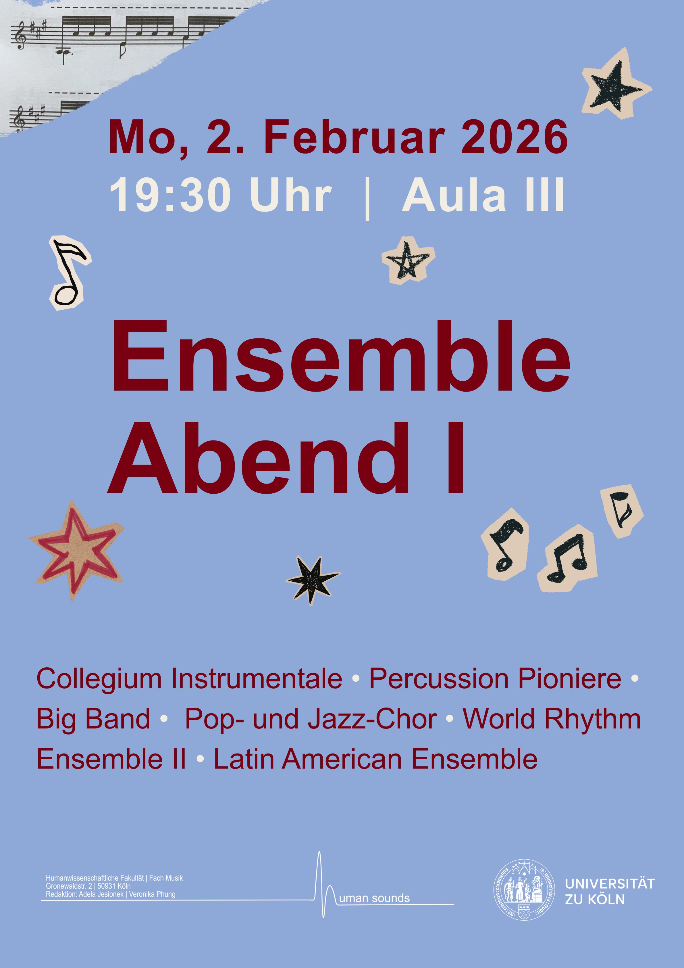 Ensembleabend 5.Februar 2026 Uni Köln Lehramt Musik